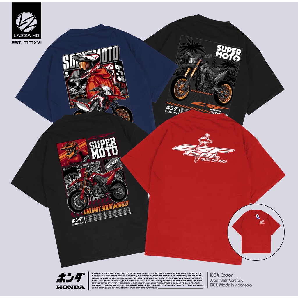 Kaos Baju Distro Motor SUPERMOTO HONDA CRF 150L 150 L KUALITAS DISTRO PAKAIAN PRIA KEREN Honda CRF 1