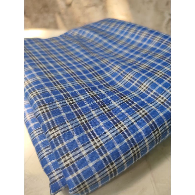 BAHAN KAIN KATUN YANDET YANDED KEMEJA SERAGAM KOTAK-KOTAK PRIA WANIT ANAK GULUNGAN METERAN (YARD)