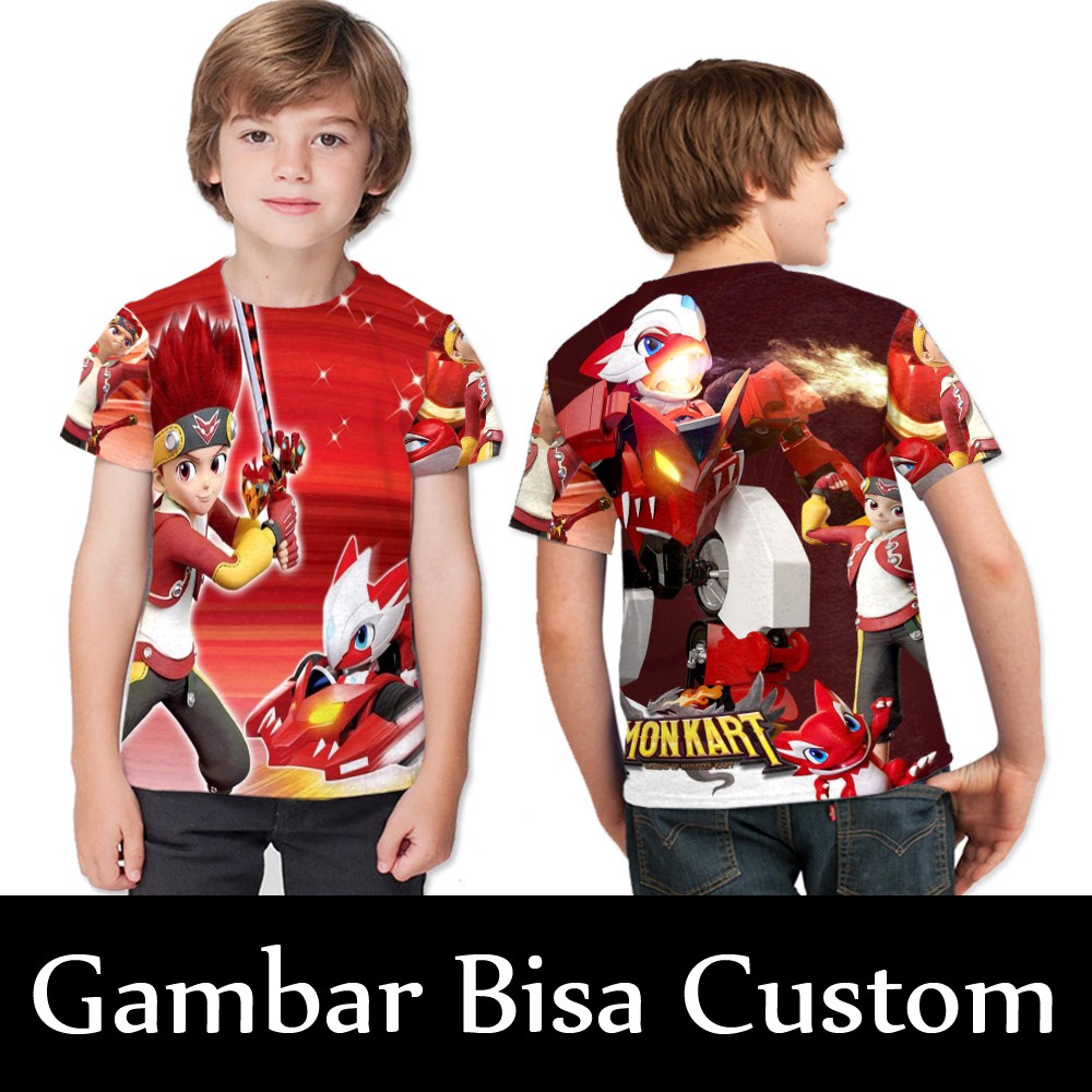 Kaos Baju Tshirt Anak Monkart / Baju Animasi  Monkart  Anak Terbaru / Kaos Anak Monkart  Fullprint