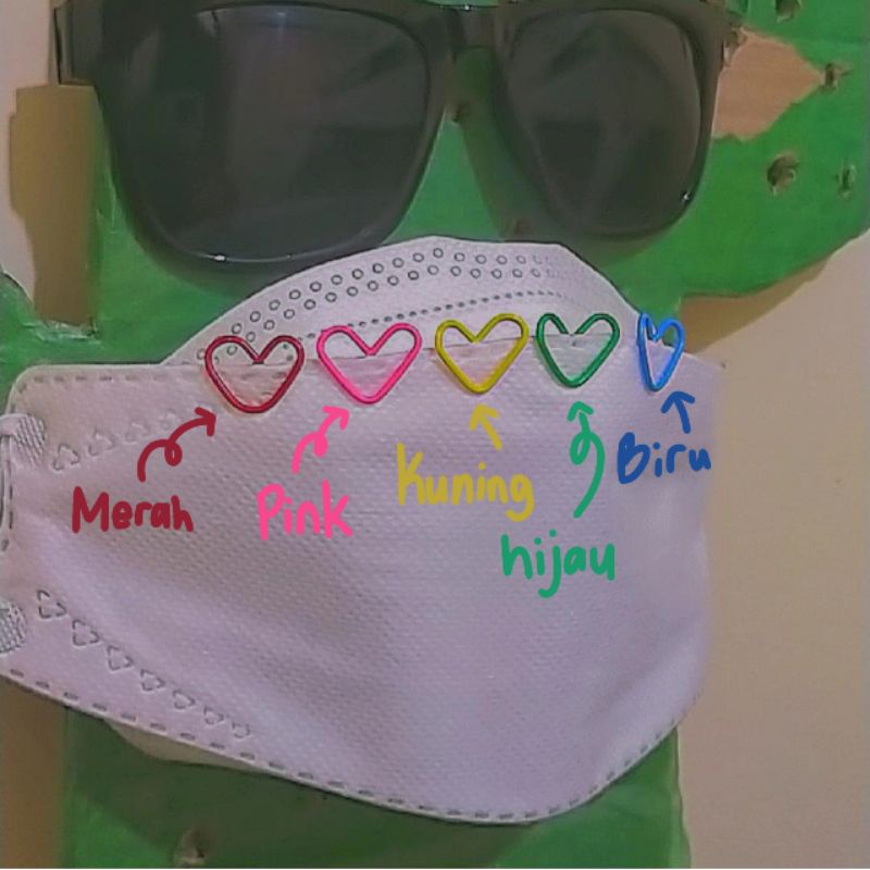 [DAPAT 5] klip masker/aksesoris masker selipan kertas bentuk love ada warna putih WARNA RANDOM