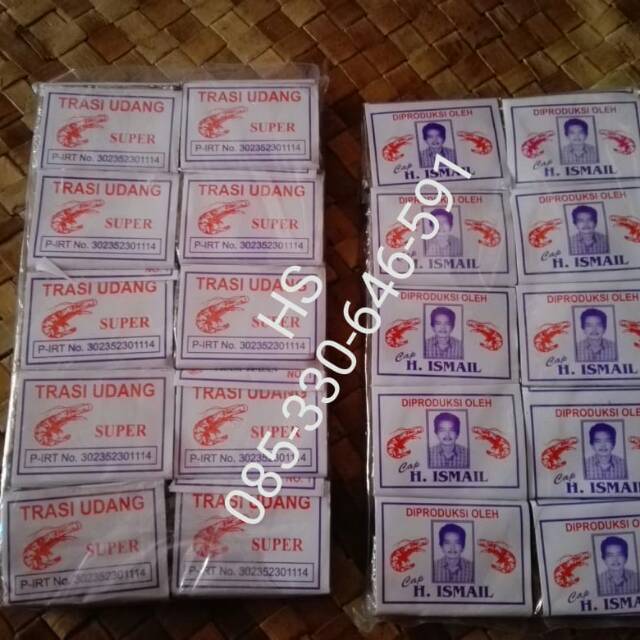 

Trasi Udang Tuban H. Ismail Kemasan Mini 25 gram Paket 1 Kg Isi 10 Pcs