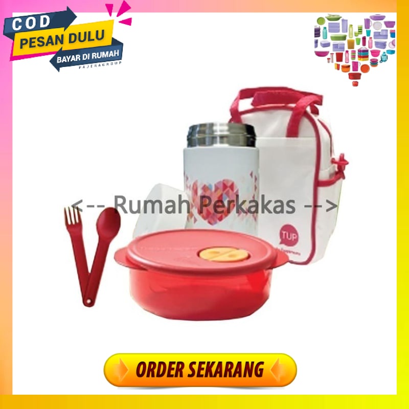 Tupperware Love Lunch Set Termos Tas Rock n Serve Cutlery