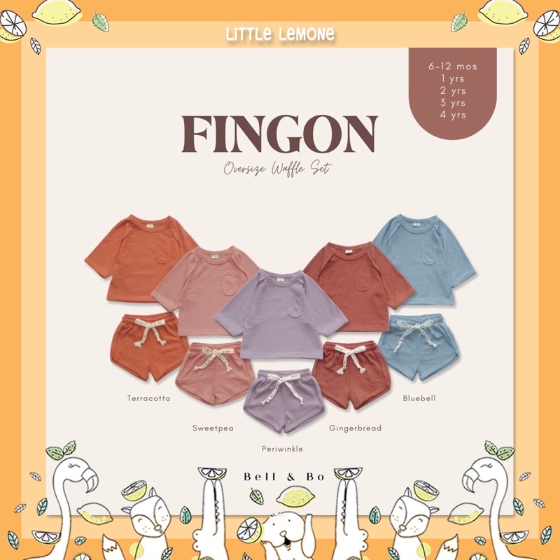 BELL AND BO FINGON OVERSIZE WAFFLE SET setelan baju celana anak unisex bell&bo bell & bo