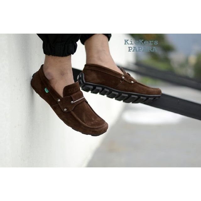 sepatu pria slip on santai kickers papara mocasin suede