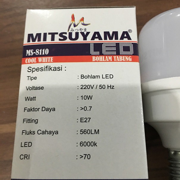 Lampu Tabung LED Mitsuyama 10W Cool White MS8110 Lebih Terang
