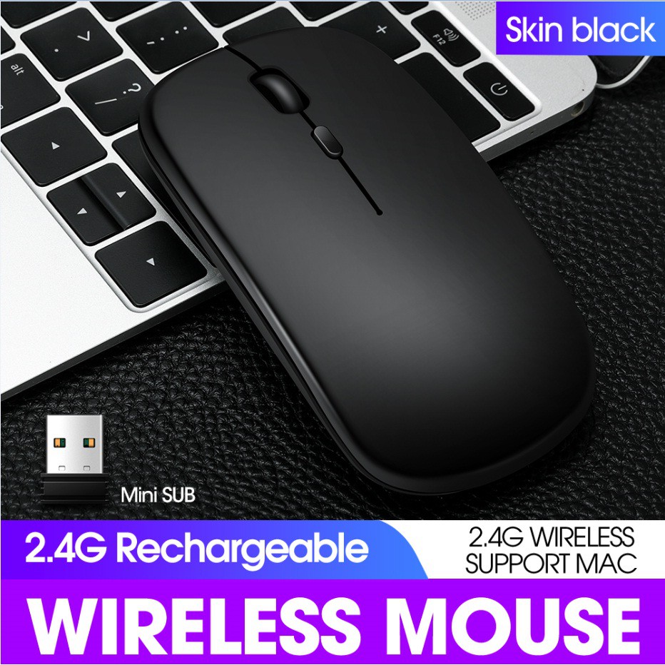 SKU-1236 MOUSE WIRELESS APPLE RECHARGEABLE SILENT KLIK BISA DI CHARGE