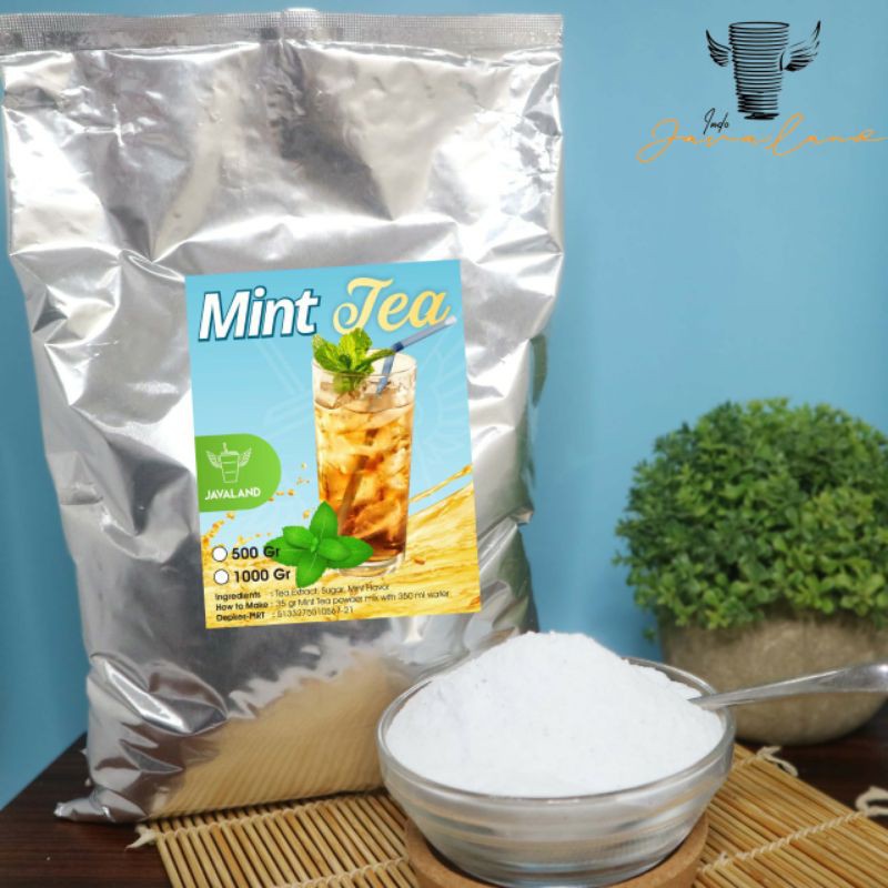 

Bubuk minuman Mint tea 1 kg / serbuk minuman rasa Mint tea / Halal dan nikmat Original By Javaland