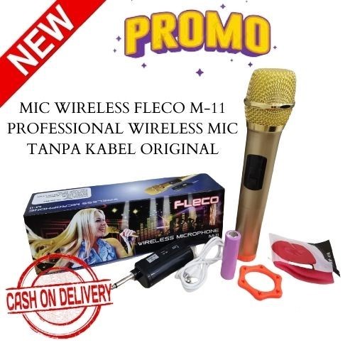 Microphone FLECO M-11 / M-12 Mikrofon Wireless Double Mik / mic tanpa kabel