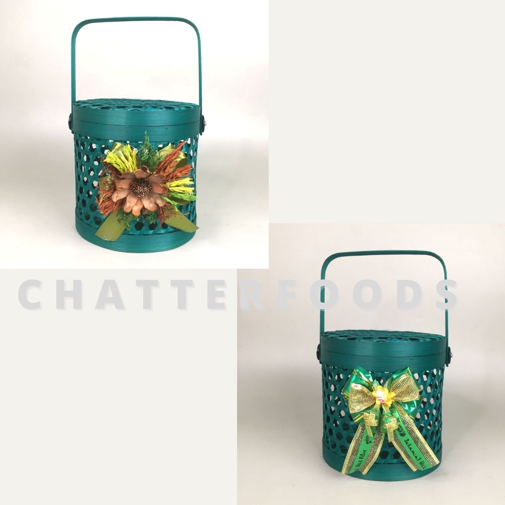 

Hampers bambu / Keranjang anyaman / Anyaman rantang segienam 2 toples