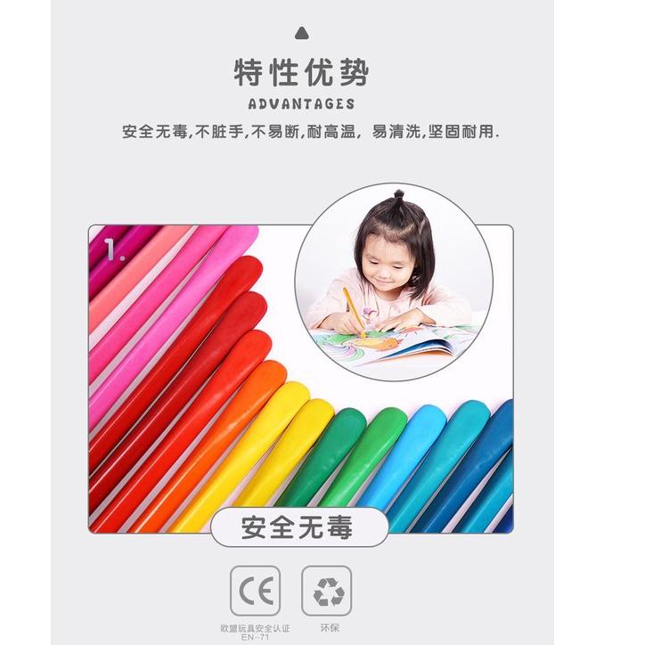 

TR6✽ HQ Import Crayon Lab Triangular Plastic Crayon Set Non Toxic For Kids Bright Colour Isi 24 pcs & 36 pcs Barang Bagus