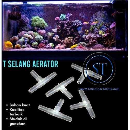 Sambungan Selang Cabang T Aerasi Aerator Udara Aquarium Aquascape Hidroponik Aquaponik