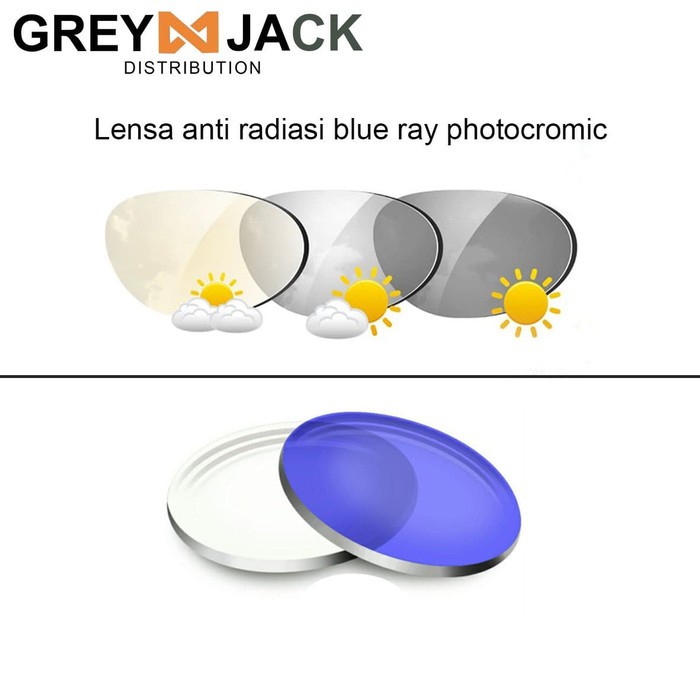 

Grey Jack Lensa kacamata ( 4 in 1 ) Anti Radiasi Blue Ray Photocromic anti UV bisa Minus