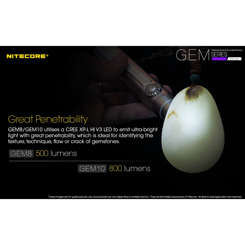 Nitecore GEM8 Senter Indentifikasi Batu Mulia XP-L HI V3 500 Lumens