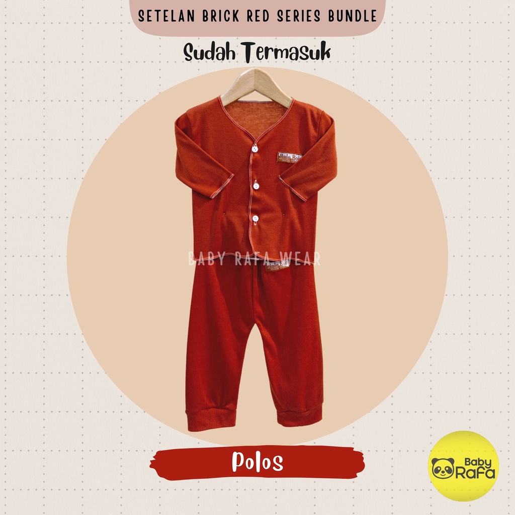 Serian Merah Bata - 3 Stel Setelan Baju Bayi Tangan Panjang Celana Panjang Bayi 0 sd 3 Bulan BRICK RED SERIES merk SNI Bolo - Bolo