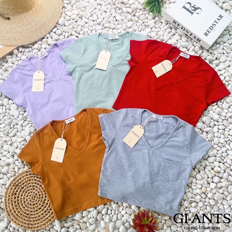 ATASAN GIANTS BASIC MODEL CROP V NECK KANTONG (BJGB306)