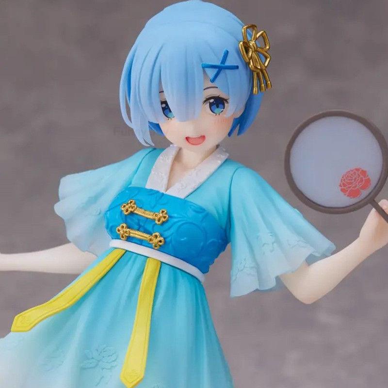 Mainan Action Figure Model Anime Zero Rem Ram Blue National Dress 22cm Bahan PVC Untuk Koleksi