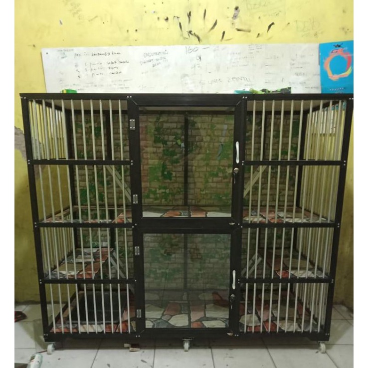 kandang kucing alumunium 2 kamar ekstra