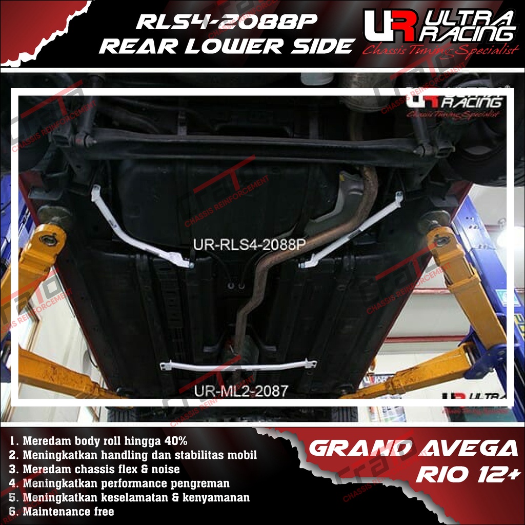 Aksesoris Stabiliser ULTRA RACING Safety Bar - Rear Lower Side Bar 4 Points - Hyundai Grand Avega RB