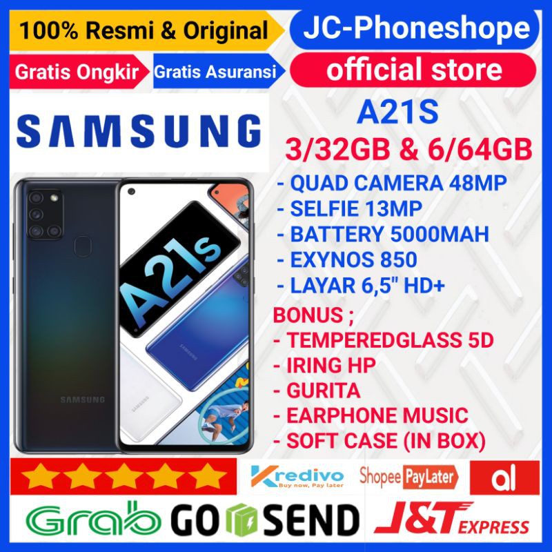 SAMSUNG A21S RAM 3/32GB 6/64GB GARANSI RESMI - BONUS
