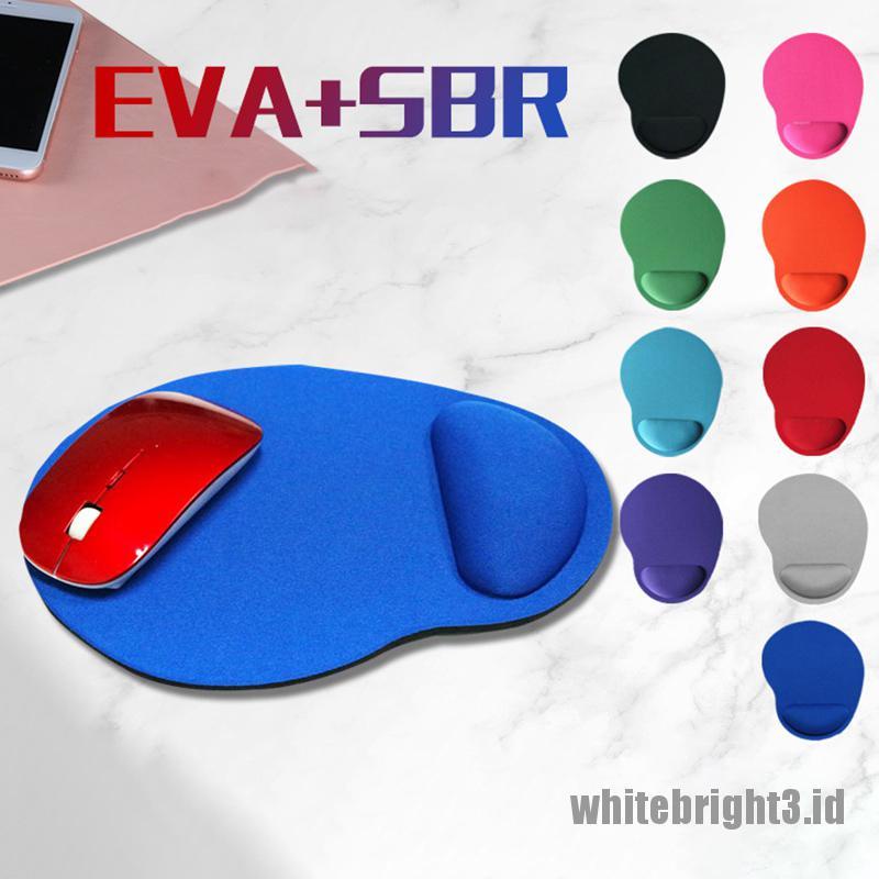 &lt; White3 &gt; 1pc Mouse Pad Dengan Bantalan Pergelangan Tangan Bahan EVA Warna Polos