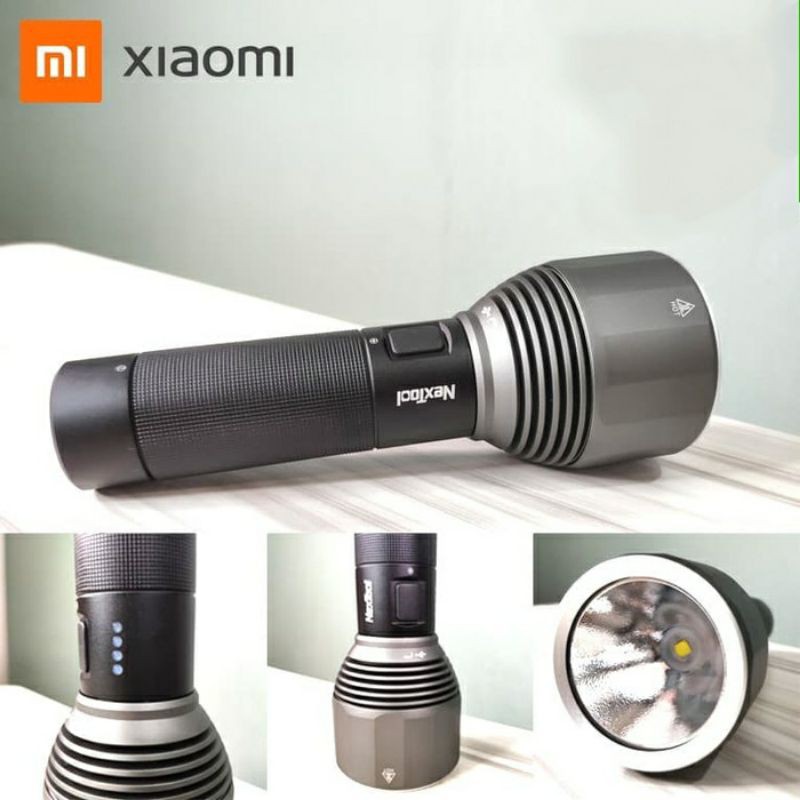Xiaomi NexTool Senter LED USB Rechargeable 2000 Lumens - Black