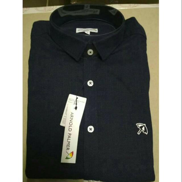 Kemeja Arnold Palmer lengan panjang original bahan jeans biru navy