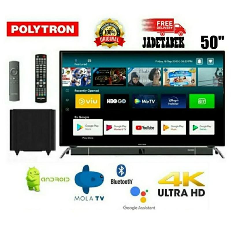 POLYTRON SMART TV PLD 50BUA8859 W 50 INCH ANDROID MOLA TV 4K UHD with SOUNDBAR - PLD50BUA8859W