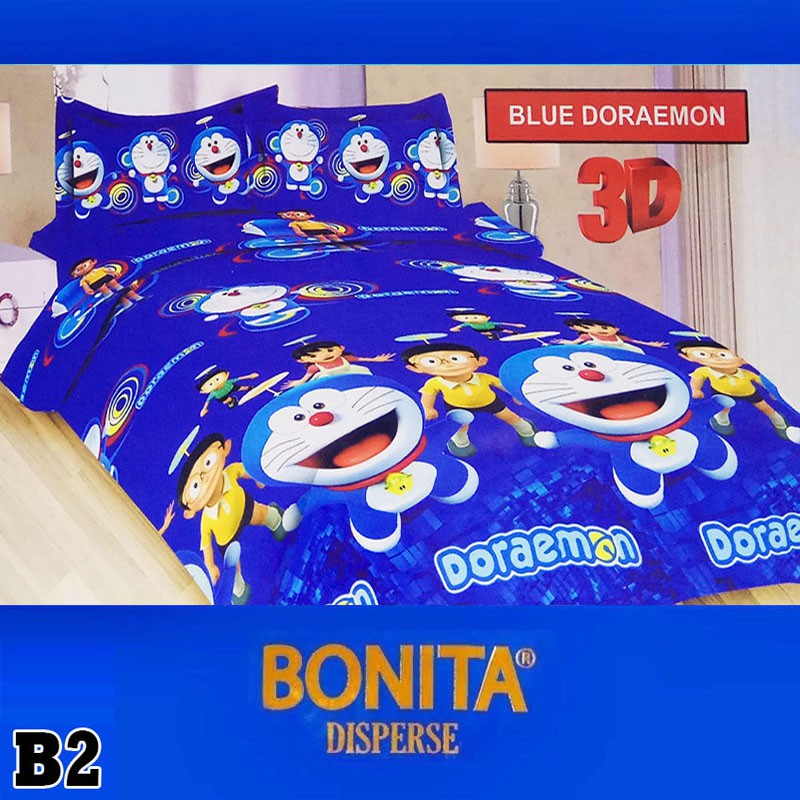 GOWEYEE-Bonita Disperse Sprei KING Motif DORAEMON Blue 3D - 180 x 200 cm
