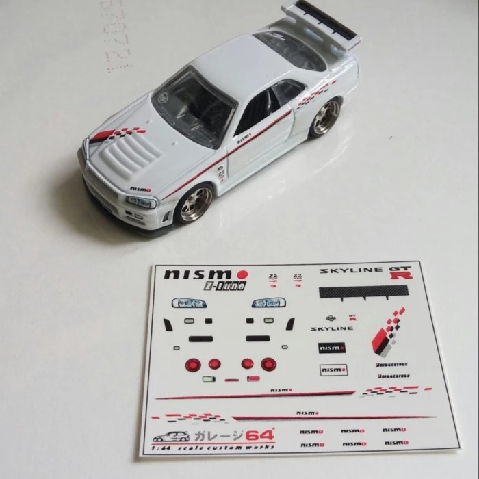 Decal Set Hotwheels Nissan Skyline R34 Nismo R tune