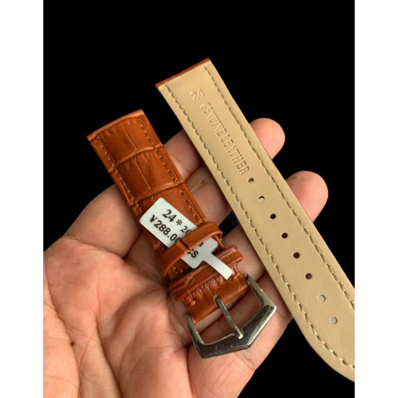 Strap Tali Jam Tangan Kulit coklat Muda buckle istimewa 24mm