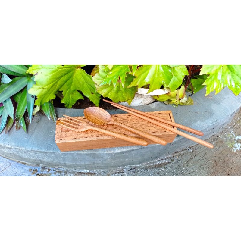 sendok  garpu kayu jati