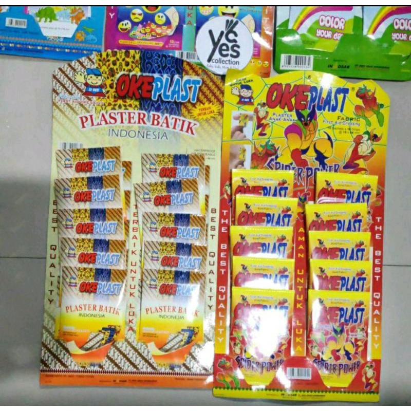 Plaster Okeplast Anak 1 Park isi 10 Strips Oke Plast Karakter Batik Indonesia Spider Power Color Fancy emoticon