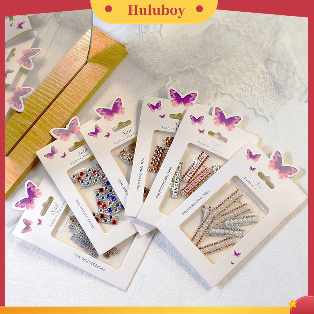 Huluboy Huluboy♡ 1 Set Tape Perekat Kuku 3D Tahan Lama Untuk Wanita