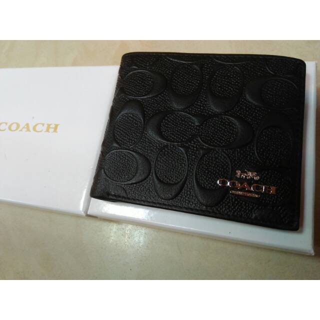 Dompet lipat pendek kulit asli coach emboss