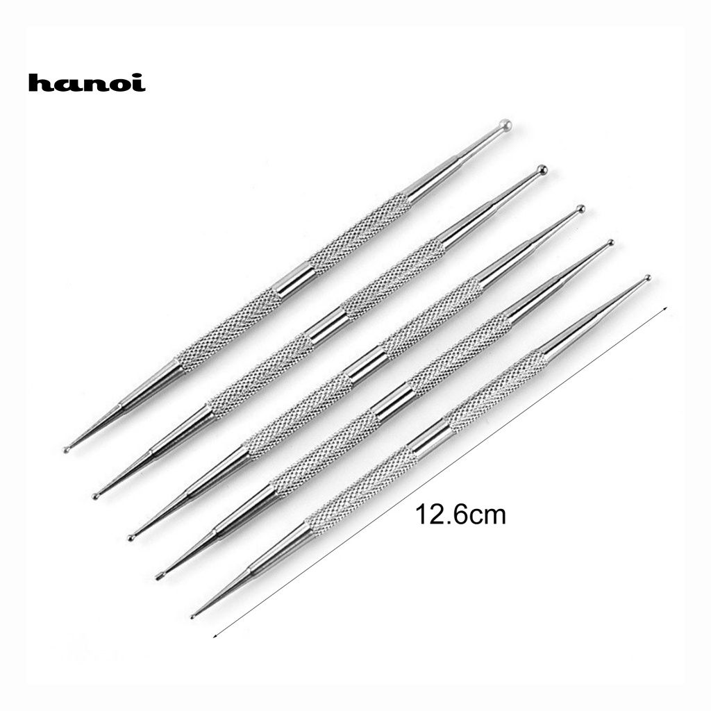 Han_ 5Pcs / Set Dotting Pen Dua Sisi Untuk Hiasan Nail Art Diy