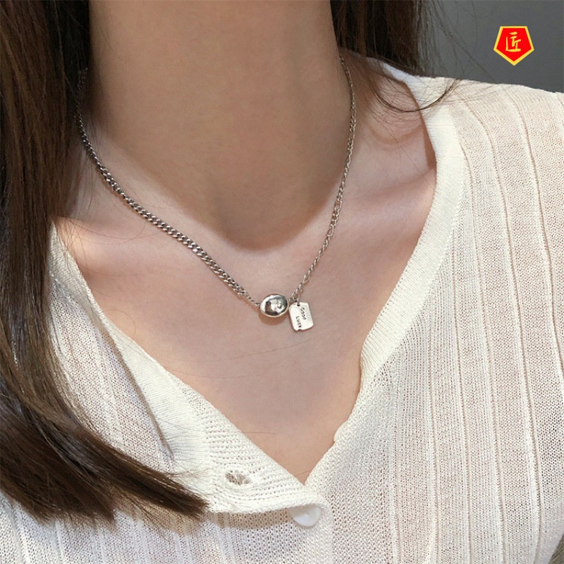 [Ready Stock]S925 Silver Beans Lucky Necklace Female Temperament Light Luxury Niche Retro