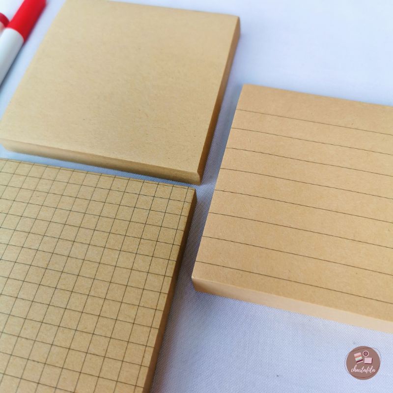 

Sticky Notes Kraft - Blank / Grid / Ruled Memopad Vintage
