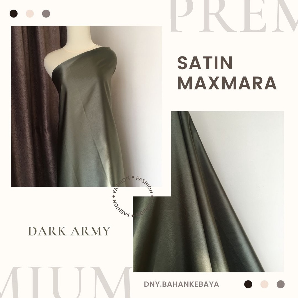 Kain Furing Satin Sateen Silk Maxmara Premium Warna Hijau Dark Army
