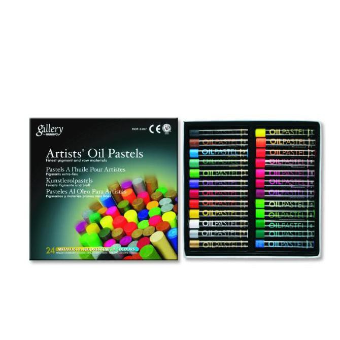 

Mungyo - Artist Soft Oil Pastel 24 PCS (12 fluorescent & 12 Metalic)