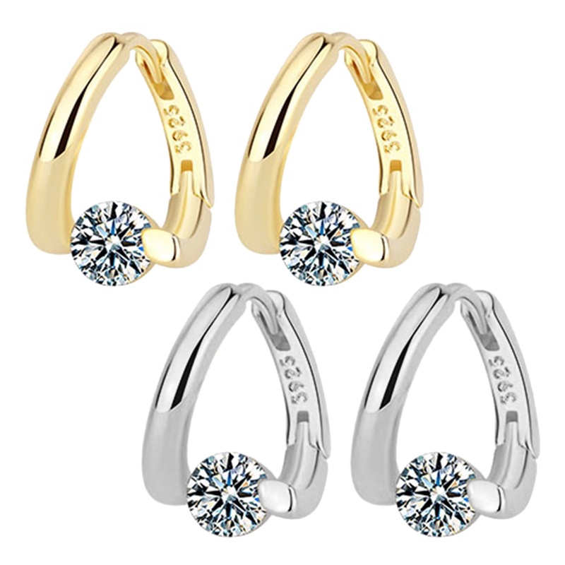 Anting Tusuk Sterling Silver 925 Hias Kristal Zircon Simple Kualitas Tinggi Untuk Wanita