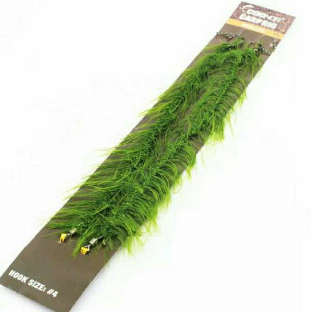 2 pcs umpan pancing lumut sintetis siap pakai kail no 6