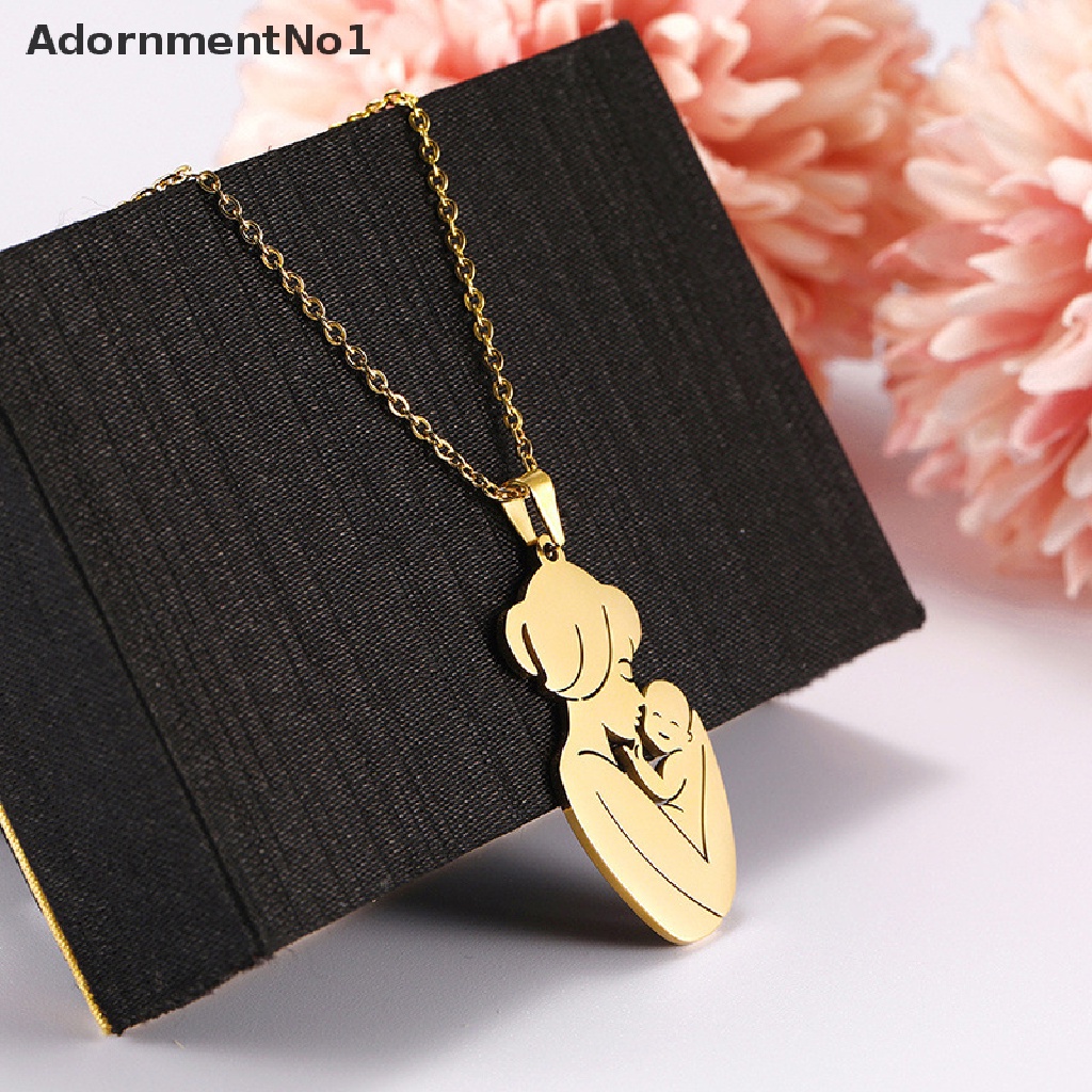 (AdornmentNo1) Kalung Rantai Stainless Steel Warna Emas Untuk Hadiah Hari Ibu / Ayah / Anak