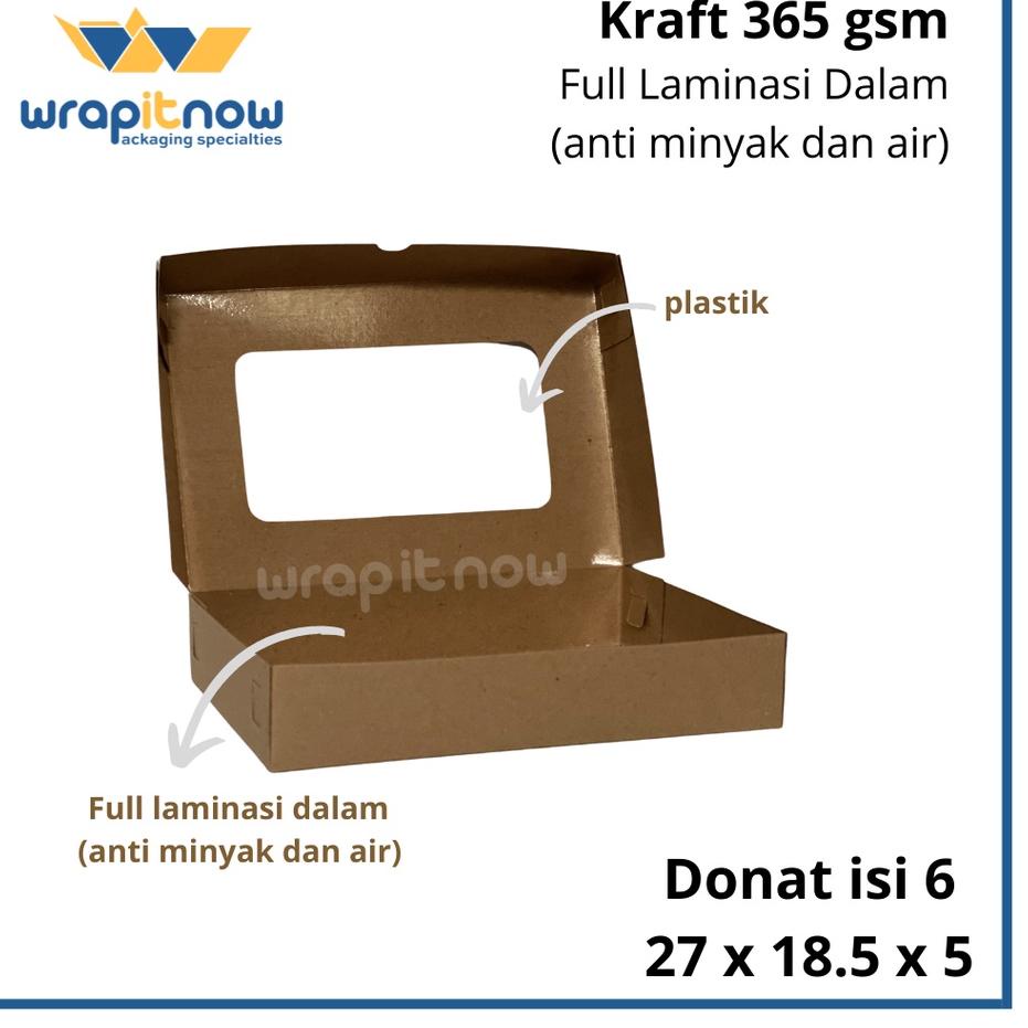 

(PROMO MCF56) Dus Donat isi 6 Kraft Laminasi 27x18.5x5// dus roti/ dus cookies/ box kraft ✳