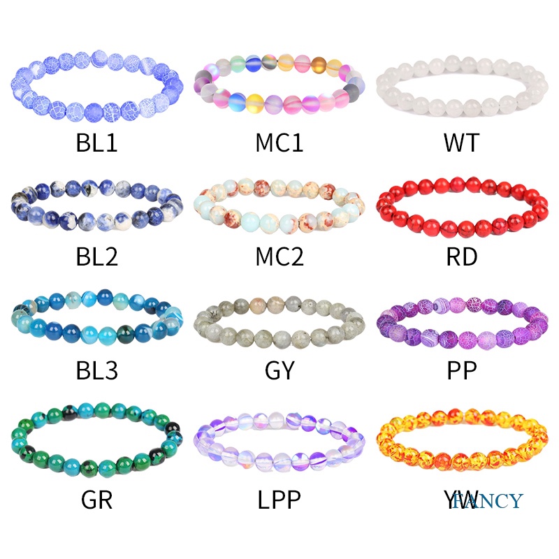 Gelang Manik-Manik Batu Kristal Alami Handmade Ukuran 8mm Untuk Pria Dan Wanita