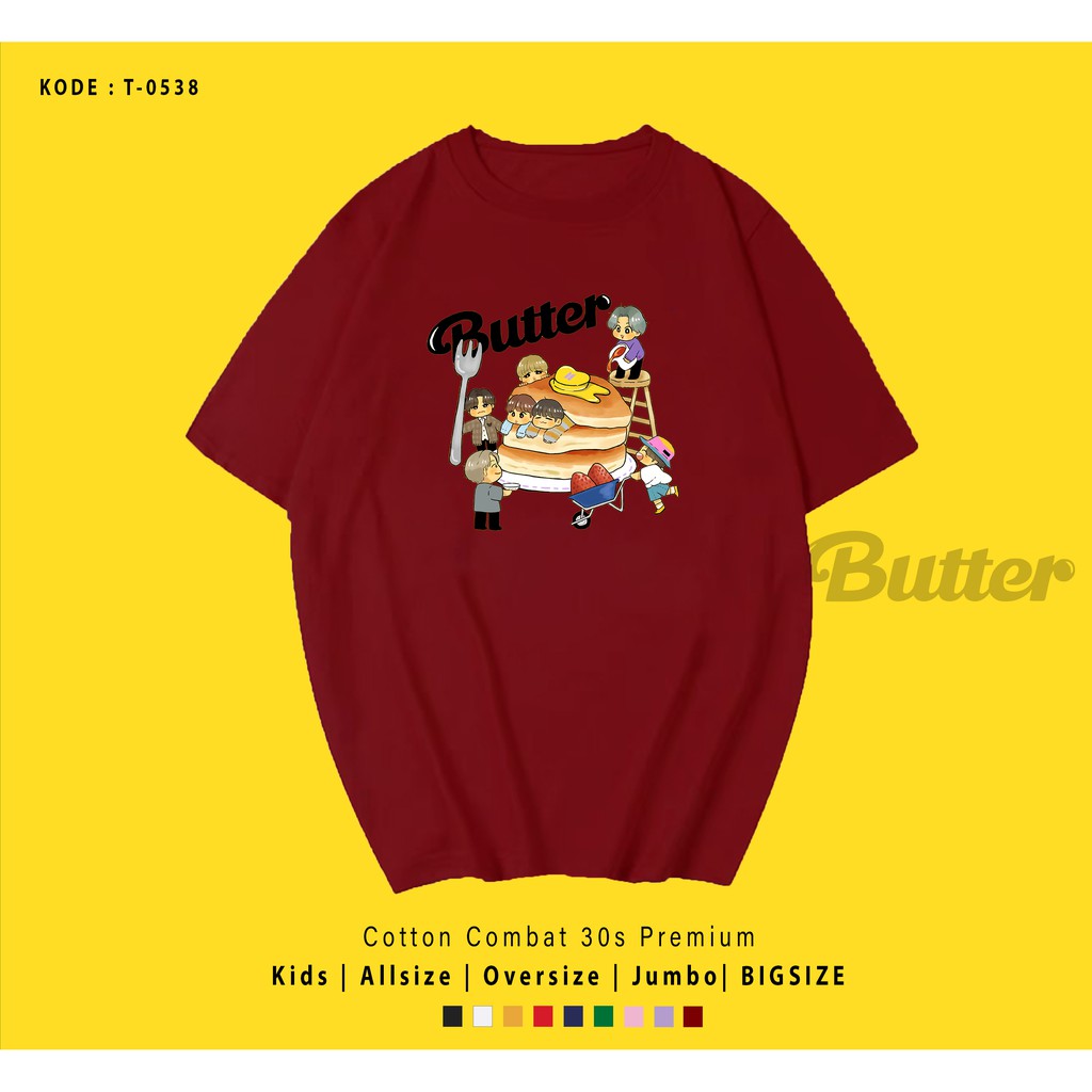T0538  T-SHIRT / KAOS UNISEX / TUMBLR TEE / REAL PICTURE KPOP BTS BUTTER PANCAKE / IMPORT / ARMY