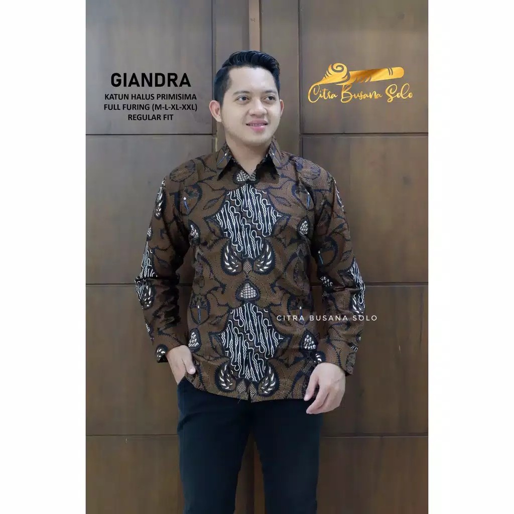 Giandra Kemeja Batik Pria Full Furing Bahan Katun Primisima