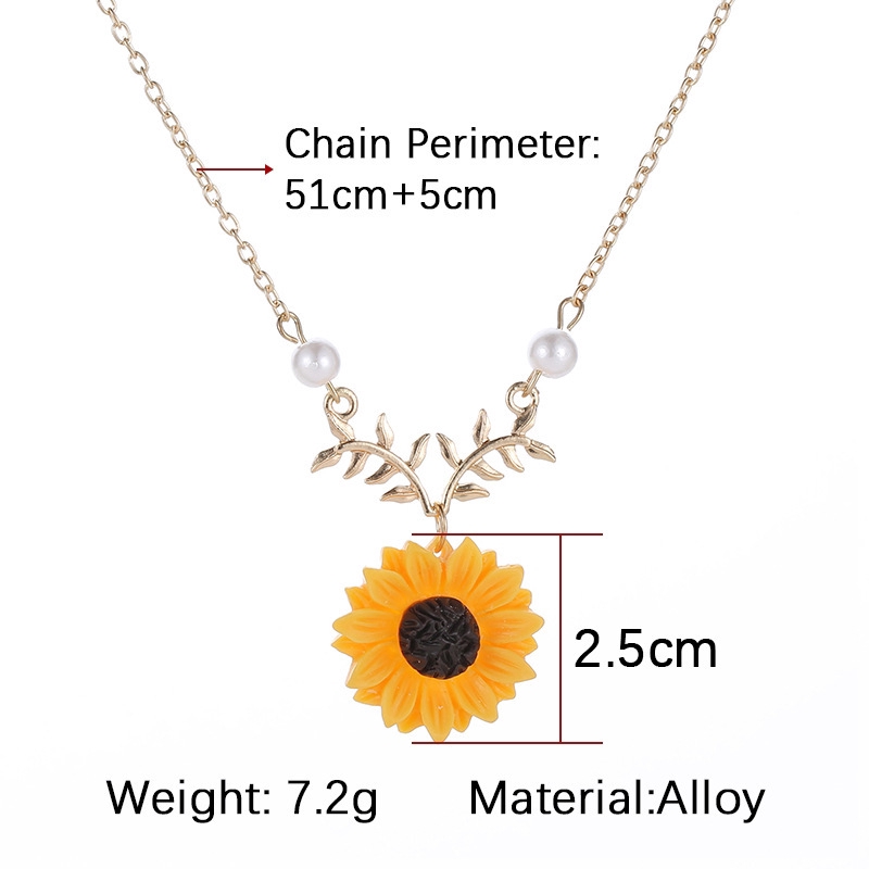 Kalung liontin bunga matahari Sunflower Pendant Necklace Beauty Leaf Flower Necklaces Choker for Women Gifts