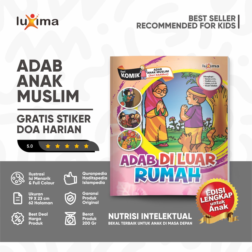 Komik Anak Muslim - Adab di Luar Rumah - Seri Adab Anak Muslim 9 / Buku Cerita Bergambar dan Bacaan 