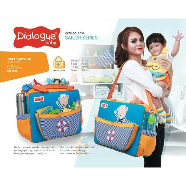 Lihat Detal Tas Besar Perlengkapan Bayi Dialogue Sailor DGT7239 - Hijau Tosca Berkualitas