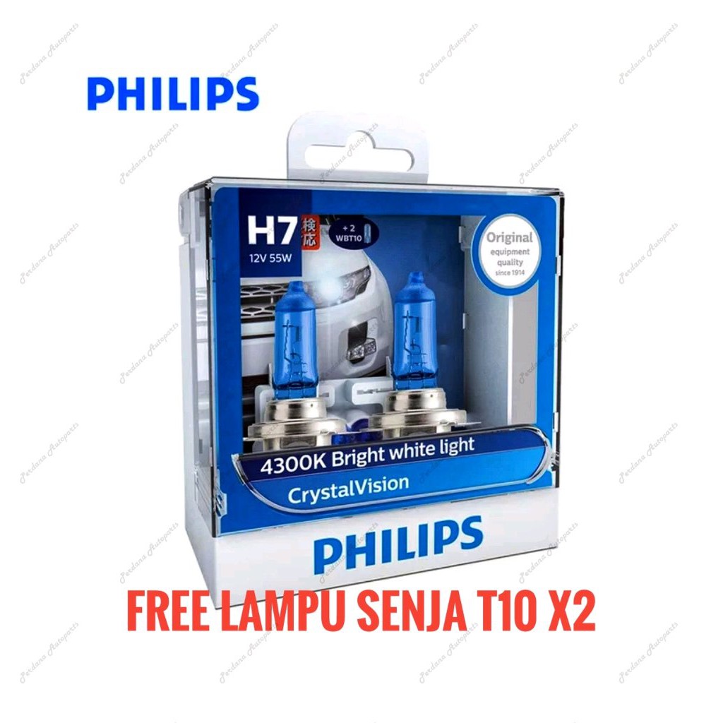 Philips H7 CrystalVision Free Lampu Senja T10 x2 oke